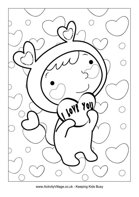 I Love You Cherub colouring page