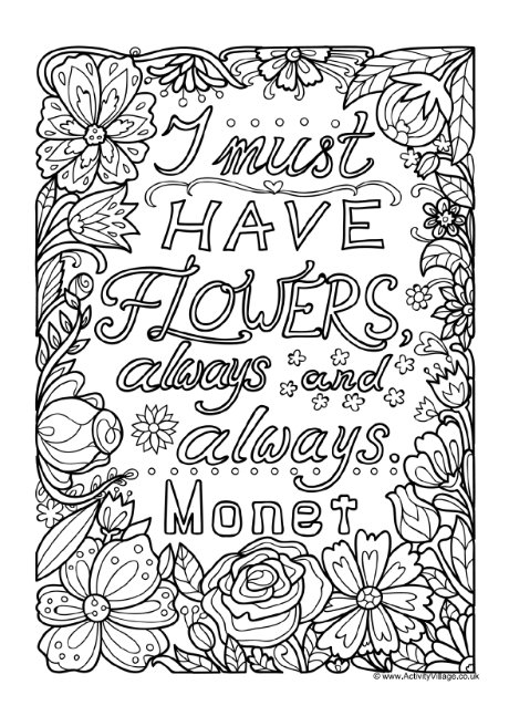 I must have flowers colouring page