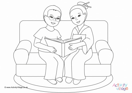 I Read A Book Colouring Page 