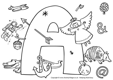 I Spy Alphabet Colouring Page A