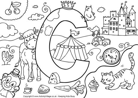 I Spy Alphabet Colouring Page C