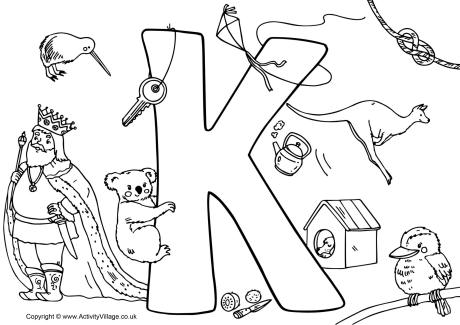 I Spy Alphabet colouring page k
