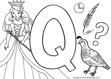 I Spy Alphabet colouring page Q