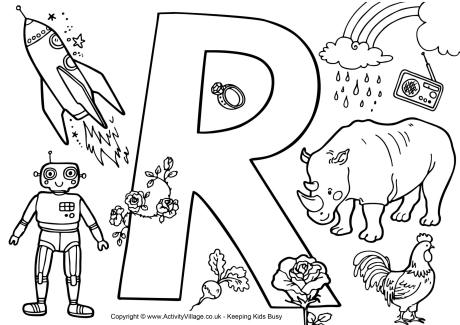 I Spy Alphabet colouring page R