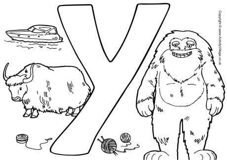 I Spy Alphabet colouring page Y