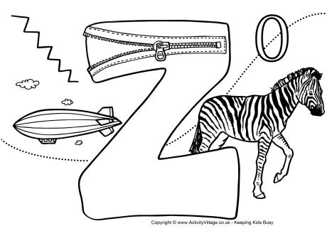 I Spy Alphabet colouring page Z