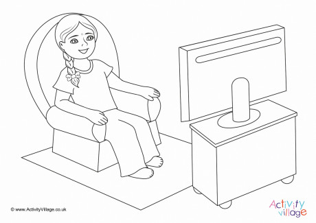 Download I Watch Television Colouring Page