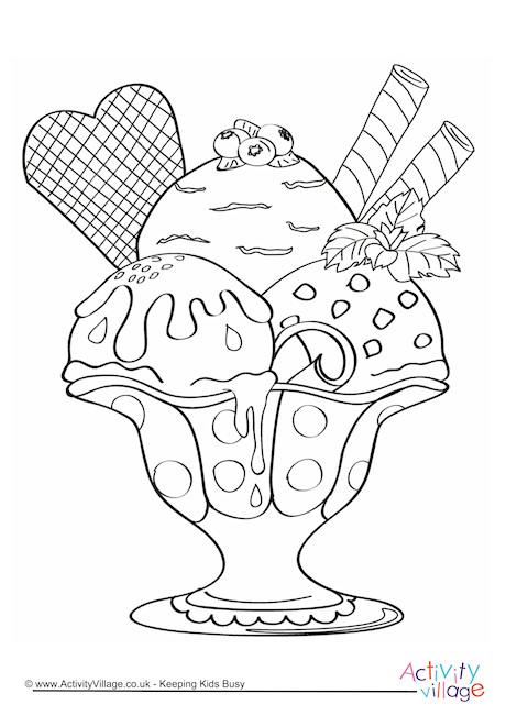 Download Ice Cream Sundae Colouring Page