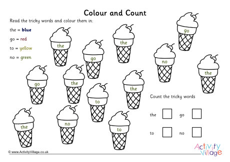 Ice cream tricky words colour and count