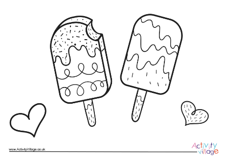 Ice lollies colouring page