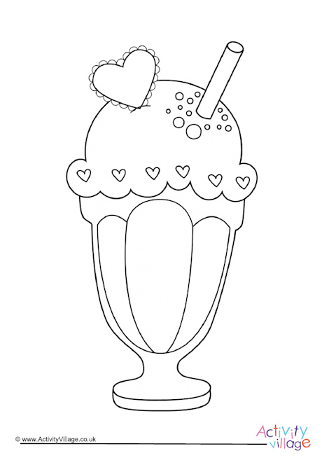 Icecream sundae colouring page