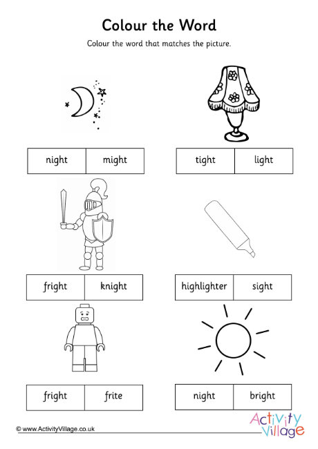 Igh Digraph Colour The Word