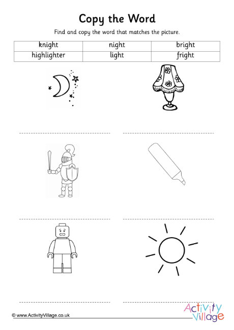 Igh Digraph Copy The Word