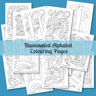 Illuminated Alphabet Colouring Pages