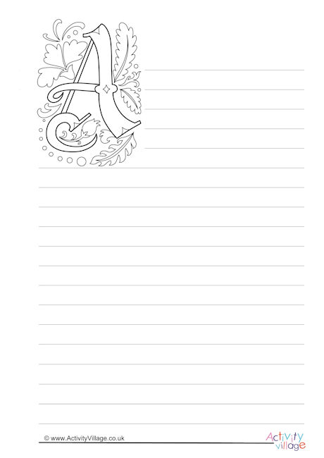 Illuminated Letter A Writing Paper