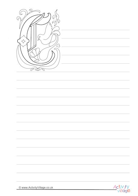 Illuminated Letter C Writing Paper