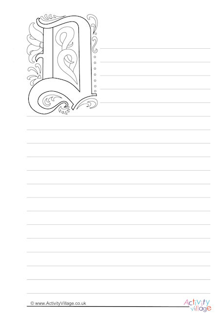 Illuminated Letter D Writing Paper