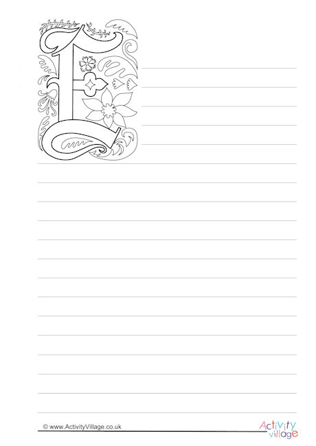Illuminated Letter E Writing Paper Illuminated Letter E Writing Paper