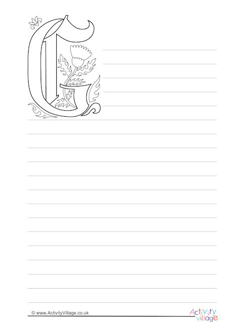 Illuminated Letter G Writing Paper