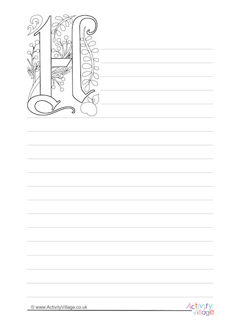 Illuminated Letter H Writing Paper