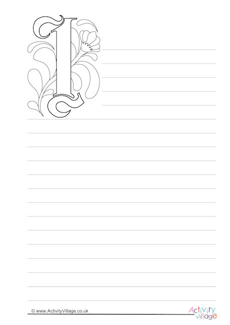 Illuminated Letter I Writing Paper