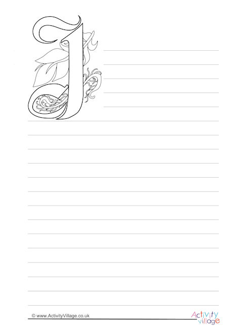 Illuminated Letter J Writing Paper Illuminated Letter J Writing Paper