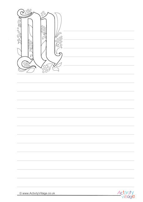 Illuminated Letter M Writing Paper 