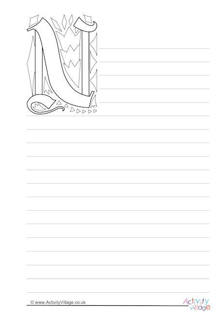 Illuminated Letter N Writing Paper 