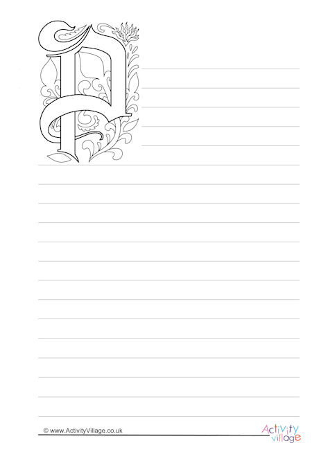 Illuminated Letter P Writing Paper