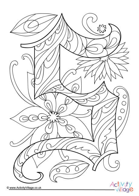 illuminated letter S colouring page illuminated letter S colouring page