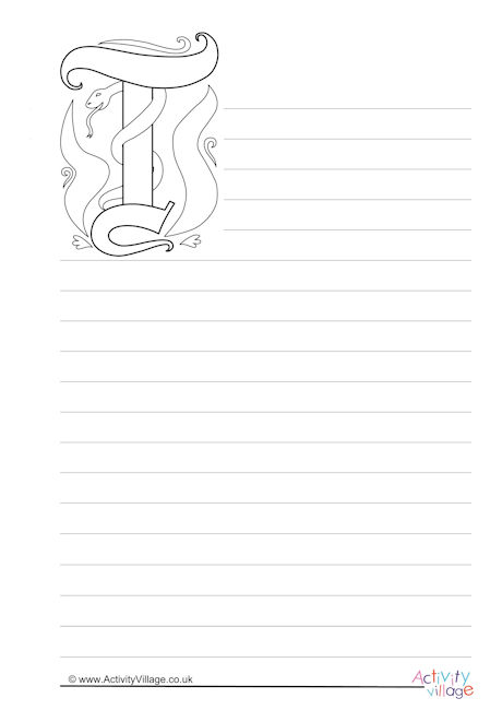Illuminated Letter T Writing Paper