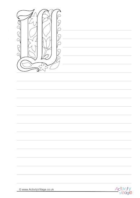Illuminated Letter W Writing Paper
