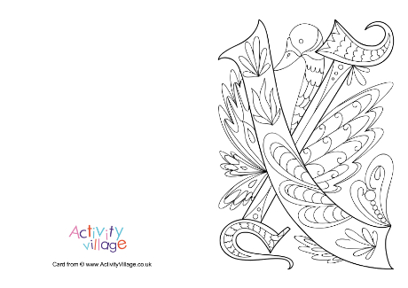 Illuminated letter X colouring card
