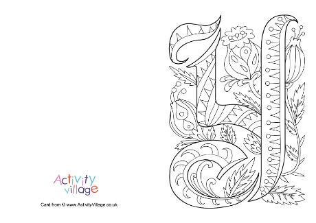 Illuminated letter Y colouring card