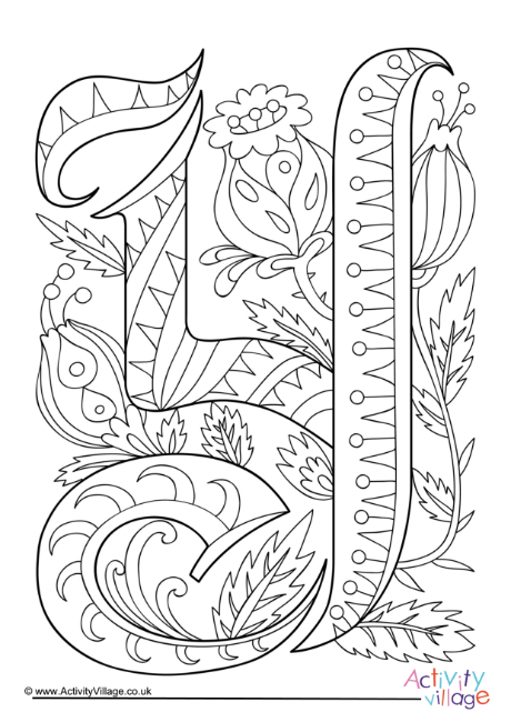 Illuminated letter Y colouring page