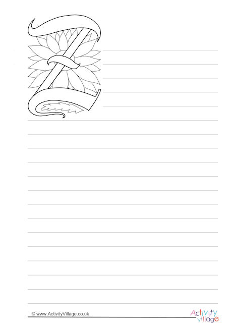 Illuminated Letter Z Writing Paper