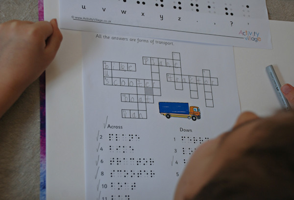 Completing the Braille transport crossword