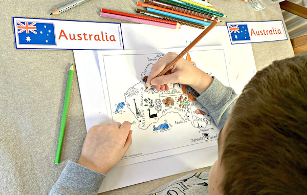 Colouring the map of Australia colouring page