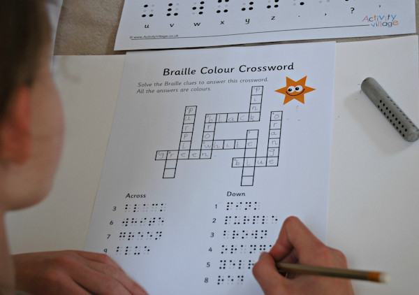 Completing the Braille colour crossword