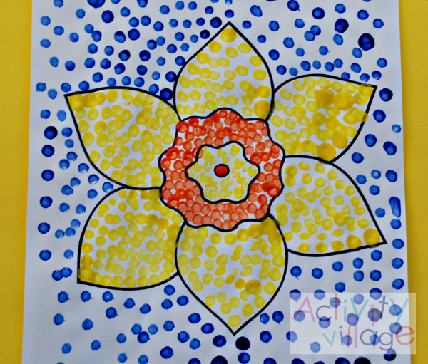 Daffodil painting with ear buds
