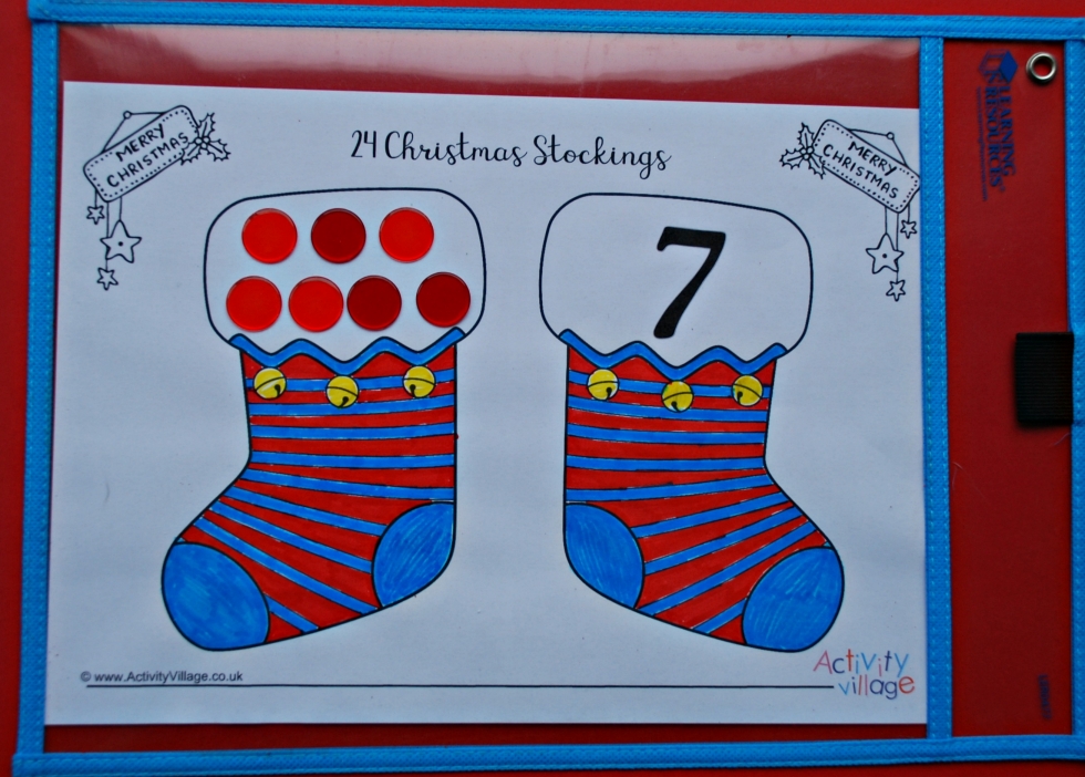 Christmas stockings used for one to one correspondence