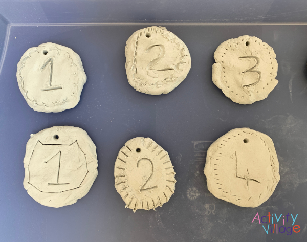 Our clay medals drying