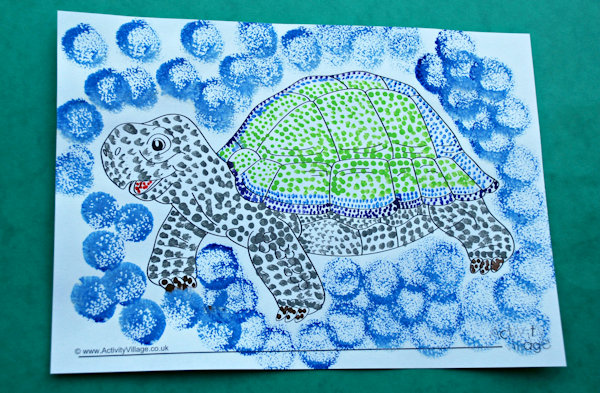 His second dotty art tortoise, with background