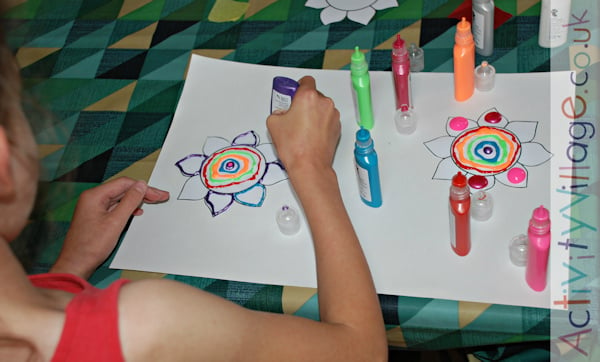 Creating puffy paint flowers