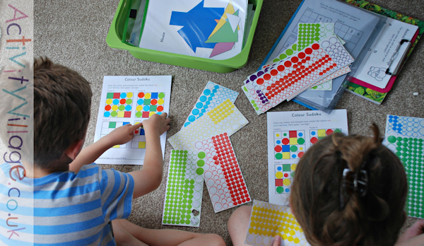 The kids love using stickers on the colour sudoku puzzles