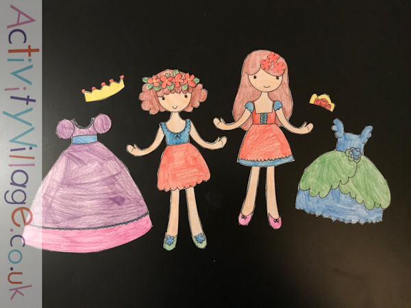 Beautifully coloured princess paper dolls