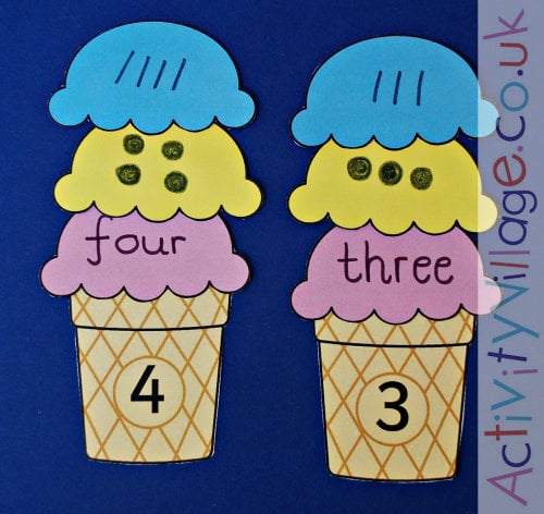 Ice cream number matching activity