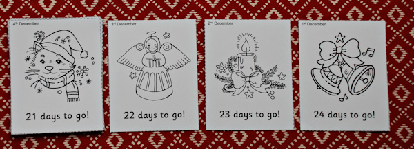 Advent calendar colouring pages