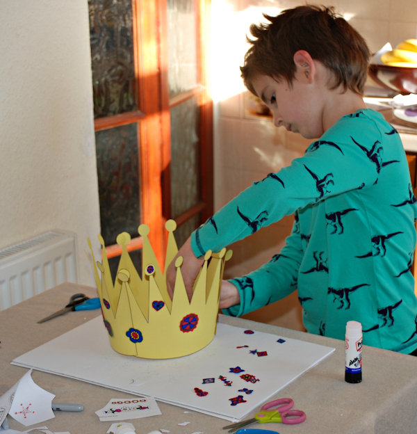 Decorating his crown