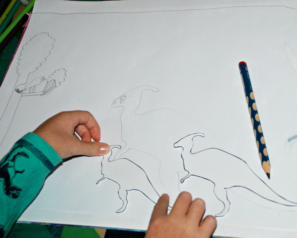 Dinosaur drawing using templates